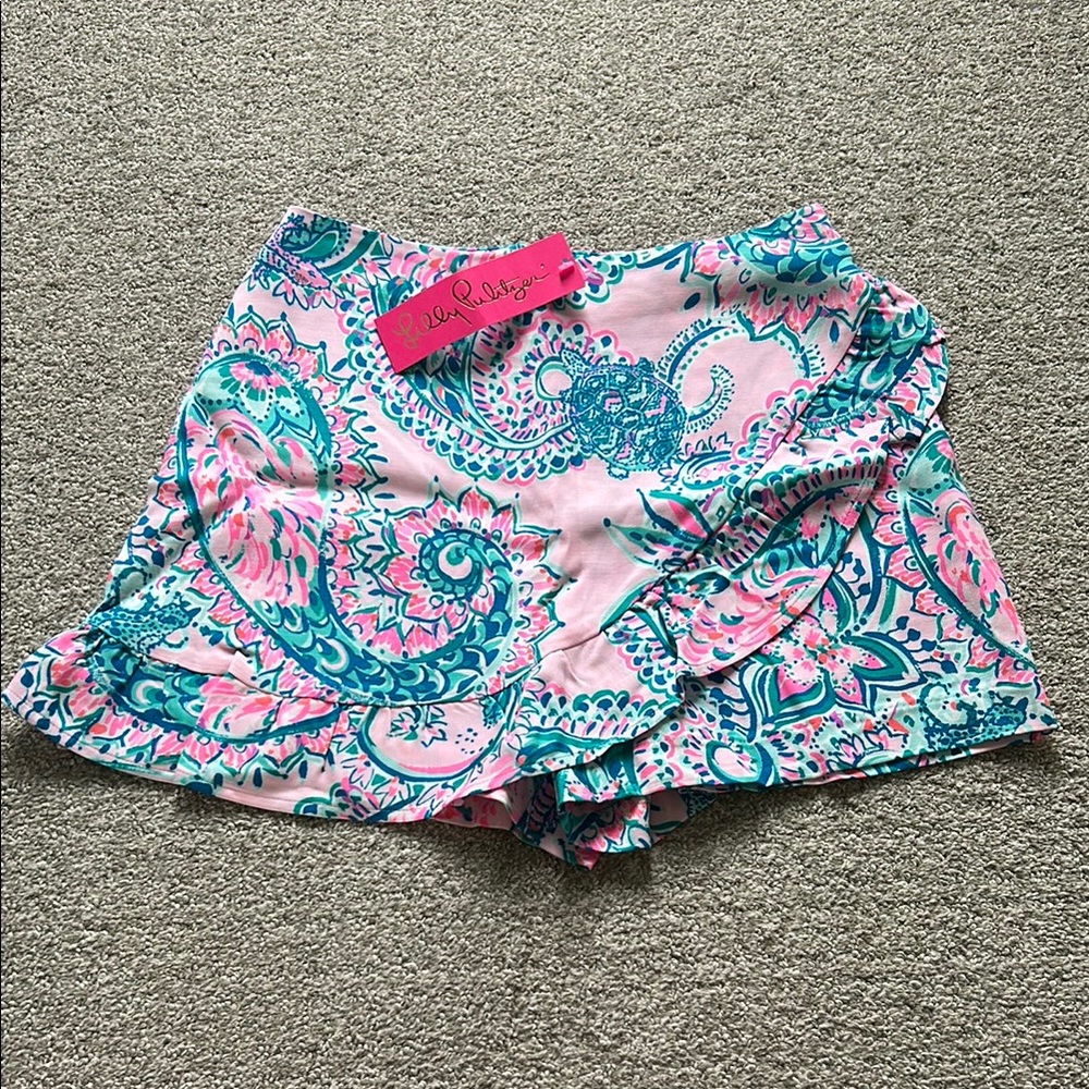 Lilly Pulitzer Faye Skort in Pink Tropics Tint Tangerine Dream